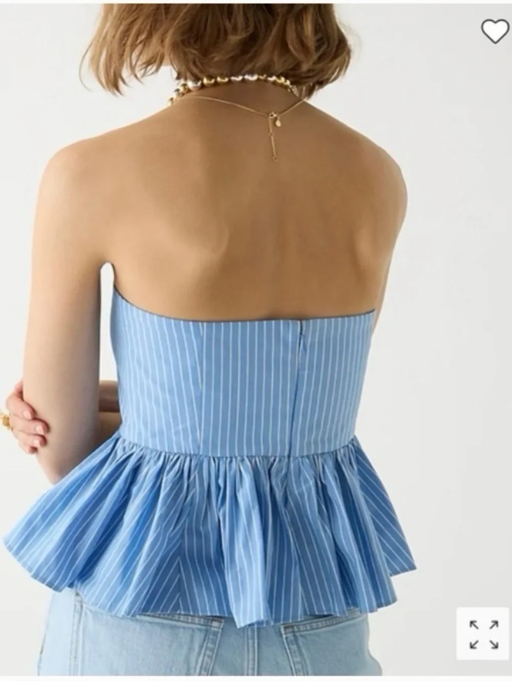 J.Crew Light Blue Striped Strapless Peplum Top Size 4